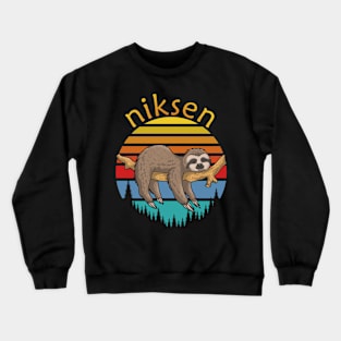 Niksen Dutch Concept Of Doing Nothing - Retro Sunset Sloth Crewneck Sweatshirt